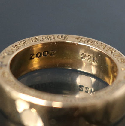 CHROME HEARTS 22K Gold Plain 6mm Spacer Ring Size ONE SIZE
