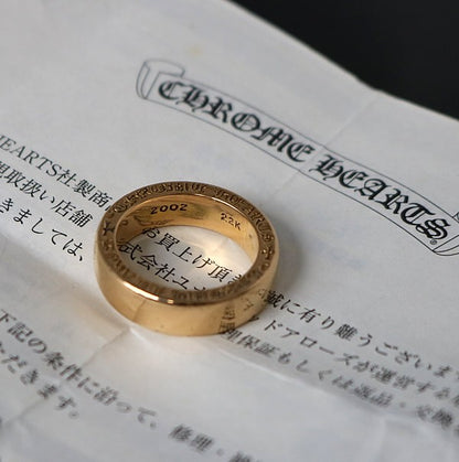 CHROME HEARTS 22K Gold Plain 6mm Spacer Ring Size ONE SIZE