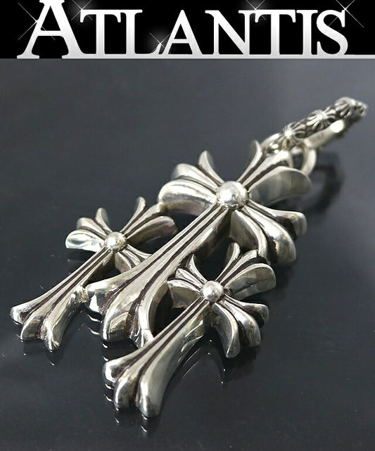 CHROME HEARTS Large CH3 Triple Silver Pendant Size ONE SIZE