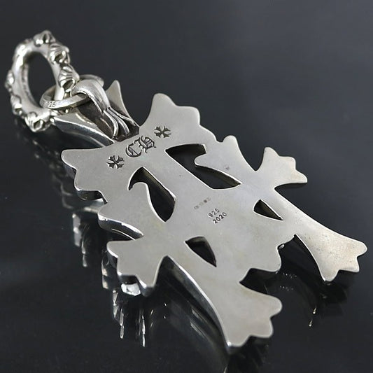 CHROME HEARTS Large CH3 Triple Silver Pendant Size ONE SIZE