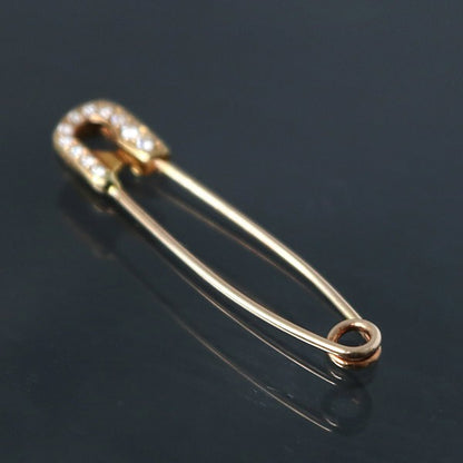 CHROME HEARTS 22K Pave Diamond Safety Pin Gold