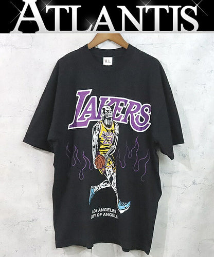 WARREN LOTAS Lakers Logo Print T-Shirt Black Size L