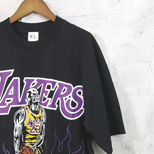 WARREN LOTAS Lakers Logo Print T-Shirt Black Size L