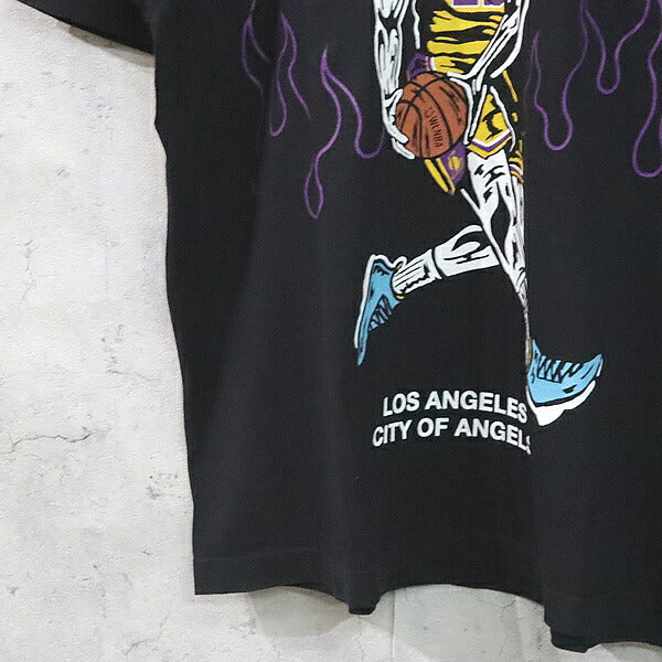 WARREN LOTAS Lakers Logo Print T-Shirt Black Size L