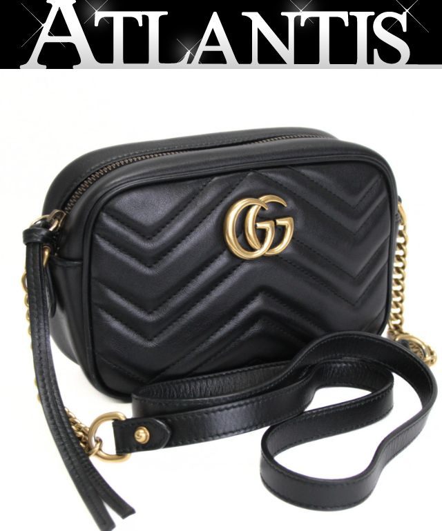 GUCCI GG Marmont Small Leather Bag Black Size ONE SIZE