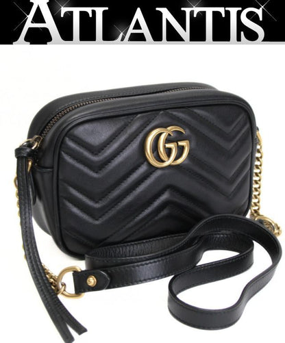 GUCCI GG Marmont Small Leather Bag Black Size ONE SIZE