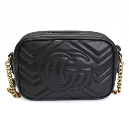 GUCCI GG Marmont Small Leather Bag Black Size ONE SIZE