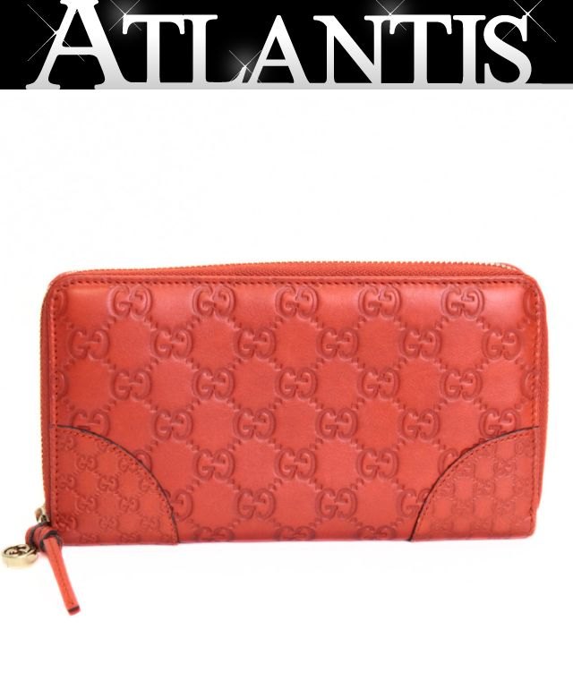 GUCCI Guccissima Round Zip Wallet Orange Size ONE SIZE