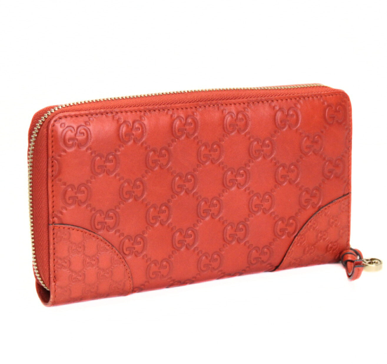 GUCCI Guccissima Round Zip Wallet Orange Size ONE SIZE