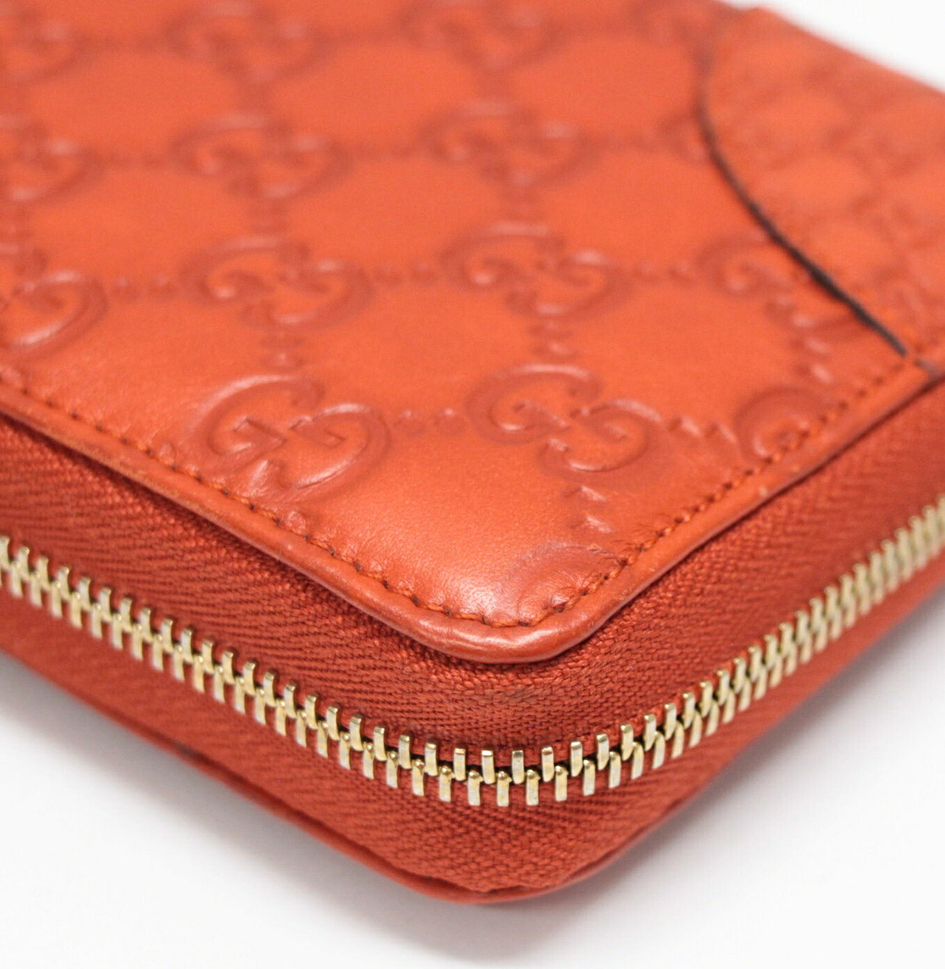 GUCCI Guccissima Round Zip Wallet Orange Size ONE SIZE