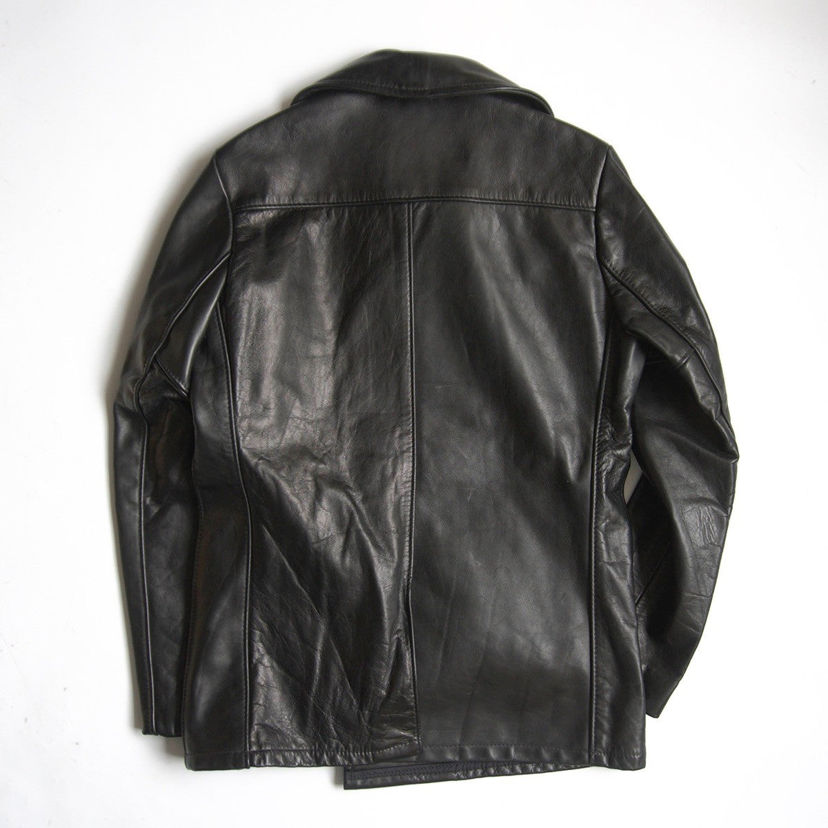 Schott Leather Pea Coat Black Size 40