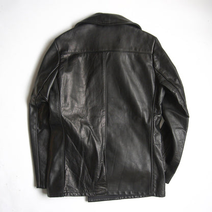 Schott Leather Pea Coat Black Size 40