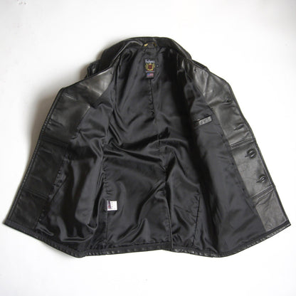 Schott Leather Pea Coat Black Size 40