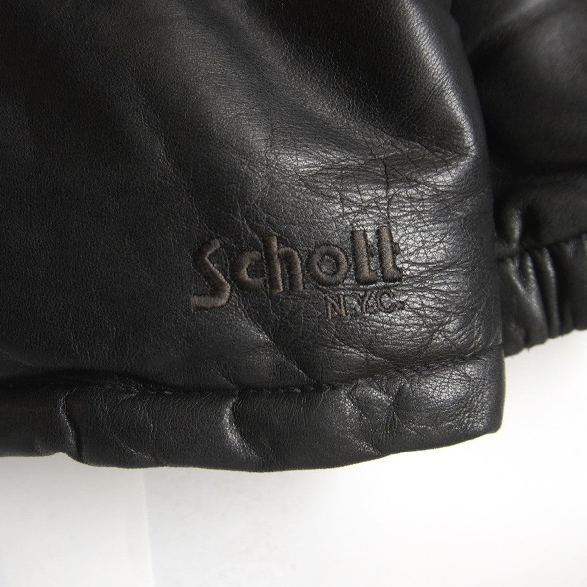 Schott Hooded Leather Down Jacket Black Size M