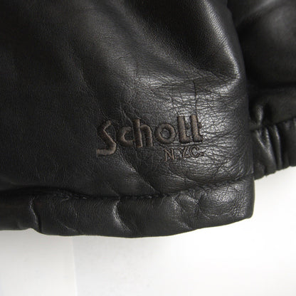 Schott Hooded Leather Down Jacket Black Size M