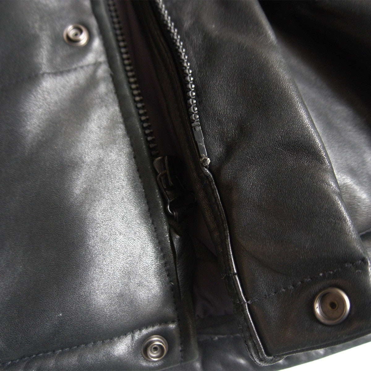 Schott Hooded Leather Down Jacket Black Size M