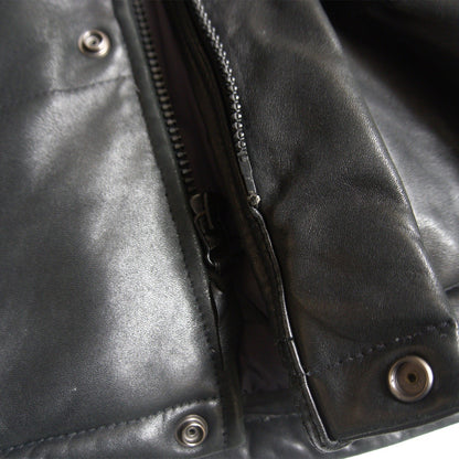 Schott Hooded Leather Down Jacket Black Size M