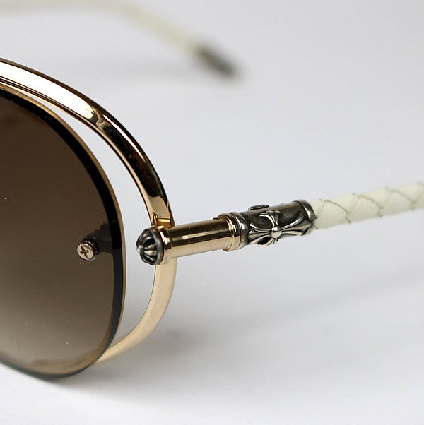 CHROME HEARTS JEWEL BOX Sunglasses Leather Size ONE White