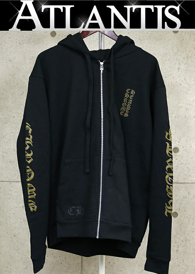 CHROME HEARTS Old English Logo Hoodie Black/Khaki Size L
