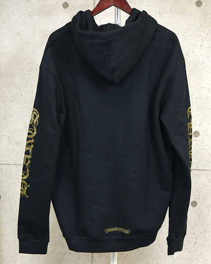 CHROME HEARTS Old English Logo Hoodie Black/Khaki Size L