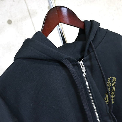CHROME HEARTS Old English Logo Hoodie Black/Khaki Size L