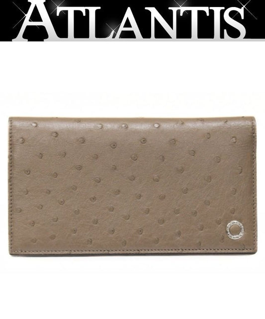 BVLGARI Bulgari Man Ostrich Wallet Brown Size ONE SIZE