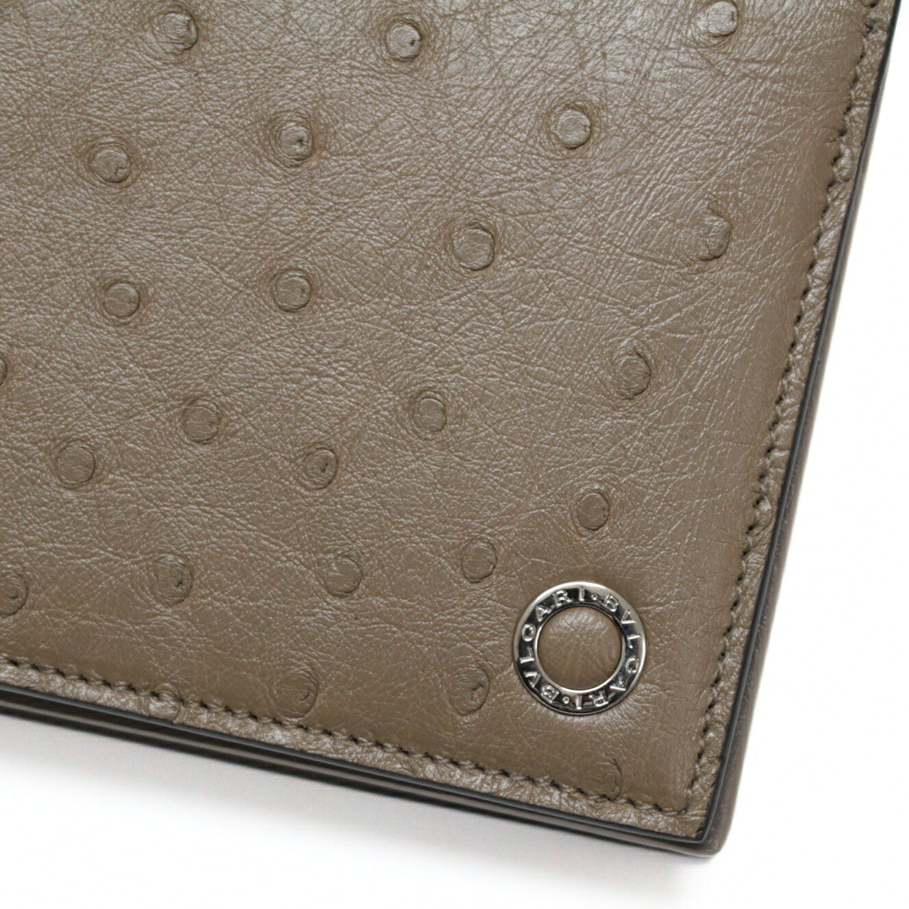 BVLGARI Bulgari Man Ostrich Wallet Brown Size ONE SIZE