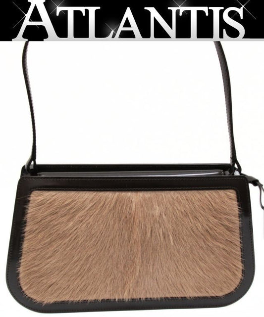 CELINE Vintage Calf Hair Shoulder Bag Brown Size ONE SIZE