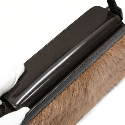 CELINE Vintage Calf Hair Shoulder Bag Brown Size ONE SIZE