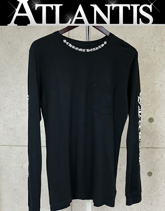 CHROME HEARTS Old English Neck Logo Long Sleeve Tee Black Size M