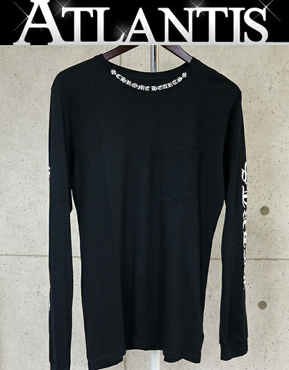 CHROME HEARTS Old English Neck Logo Long Sleeve Tee Black Size M