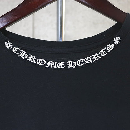 CHROME HEARTS Old English Neck Logo Long Sleeve Tee Black Size M