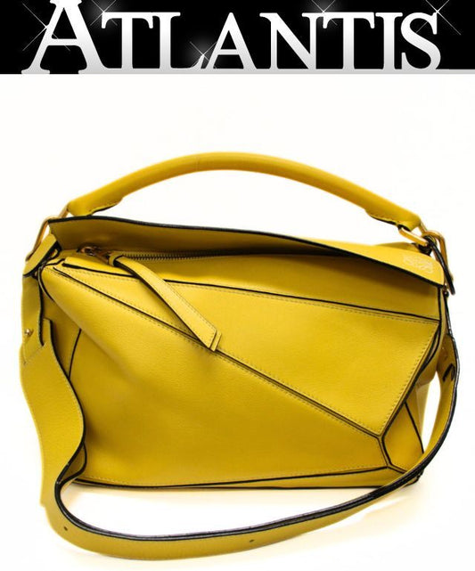 LOEWE Puzzle 2-Way Leather Shoulder Bag Yellow Size ONE SIZE