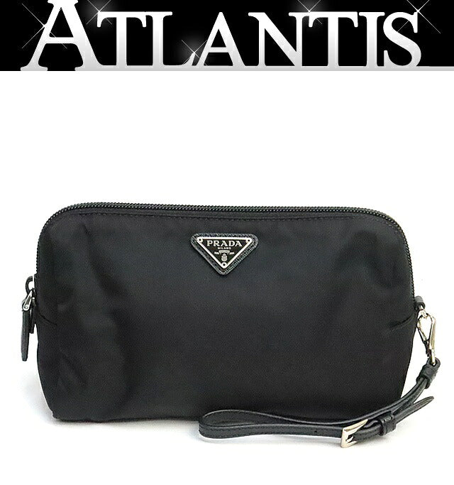PRADA Triangle Logo Nylon Silver Hardware Pouch Size ONE SIZE