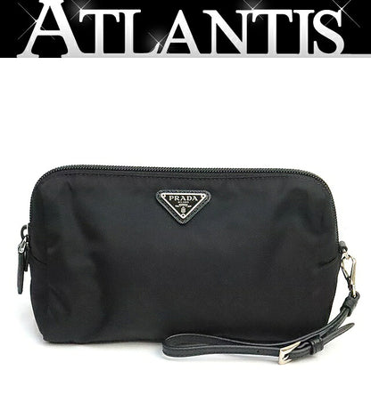 PRADA Triangle Logo Nylon Silver Hardware Pouch Size ONE SIZE