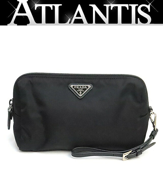 PRADA Triangle Logo Nylon Silver Hardware Pouch Size ONE SIZE