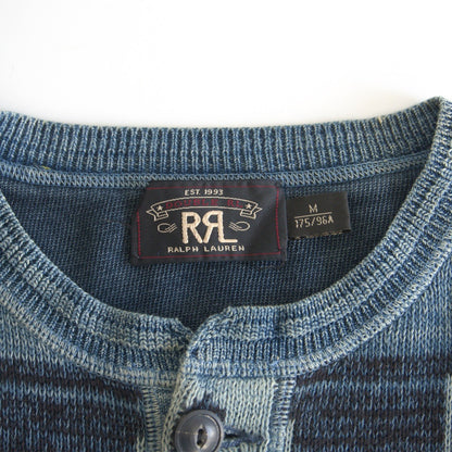 RRL Indigo Native Henley Knit Sweater Size M