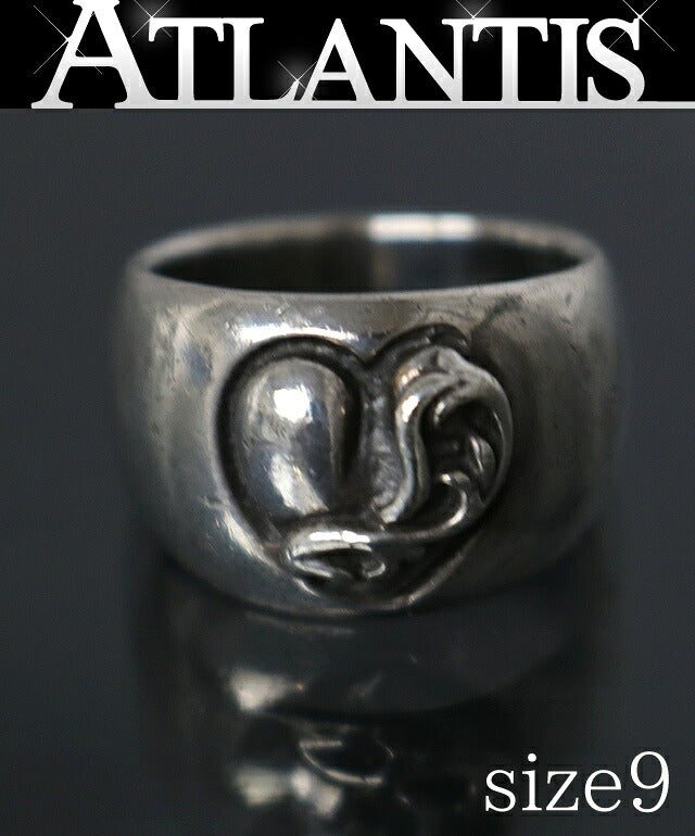 CHROME HEARTS Heart In Band Silver Ring Size ONE SIZE