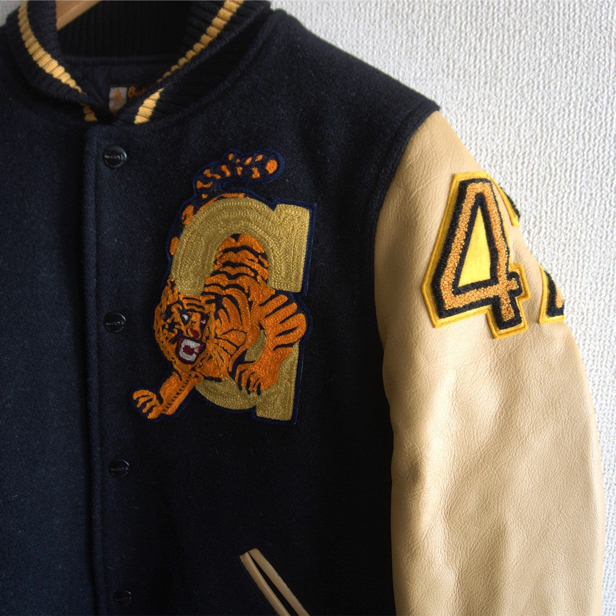 JOE MCCOY Leather-sleeved varsity jacket Size 40