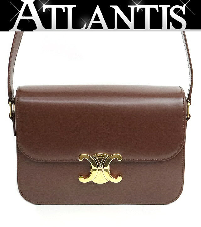 CELINE Classic Triomphe Calfskin Bag Chestnut Size ONE SIZE