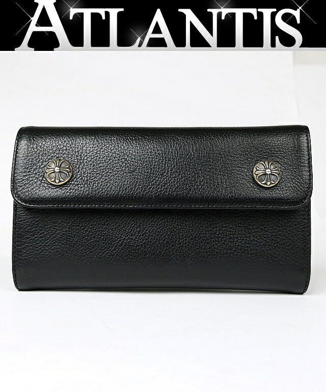 CHROME HEARTS Wave Cross Button Wallet Black Size ONE SIZE