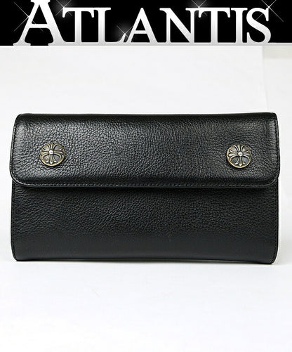 CHROME HEARTS Wave Cross Button Wallet Black Size ONE SIZE