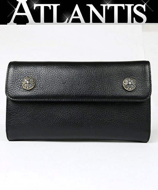 CHROME HEARTS Wave Cross Button Wallet Black Size ONE SIZE