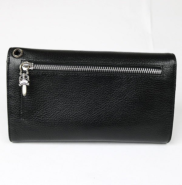 CHROME HEARTS Wave Cross Button Wallet Black Size ONE SIZE