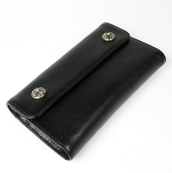 CHROME HEARTS Wave Cross Button Wallet Black Size ONE SIZE