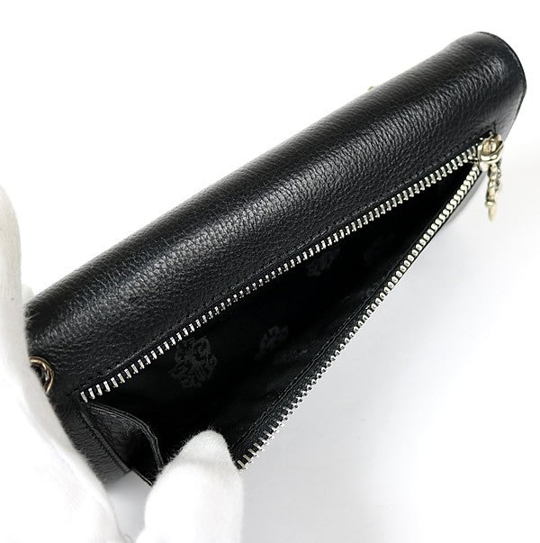 CHROME HEARTS Wave Cross Button Wallet Black Size ONE SIZE