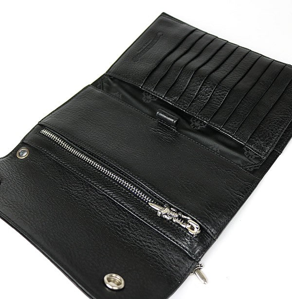 CHROME HEARTS Wave Cross Button Wallet Black Size ONE SIZE