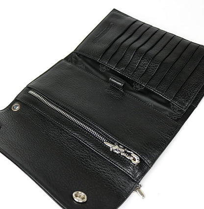 CHROME HEARTS Wave Cross Button Wallet Black Size ONE SIZE