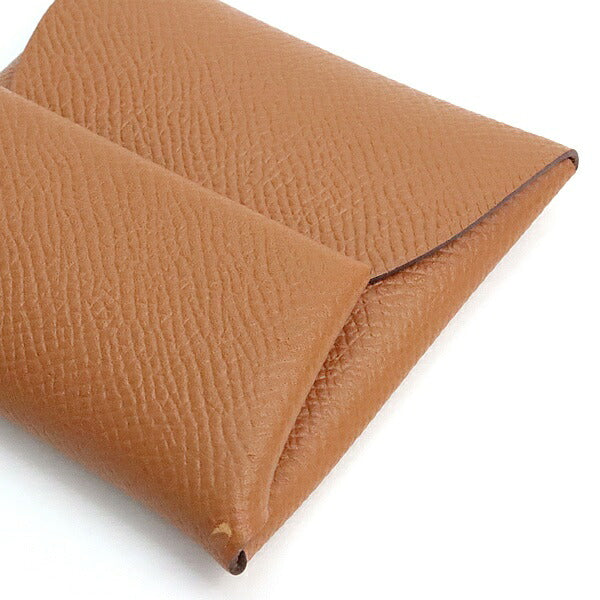 HERMES Bastia Epsom Leather Coin Purse Gold Size ONE SIZE