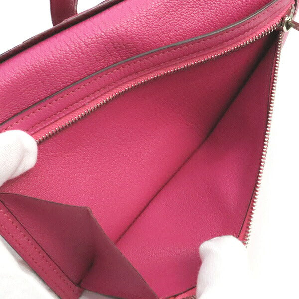 HERMES Beant Soufflé Chevre Fuchsia Pink Long Wallet Size ONE SIZE